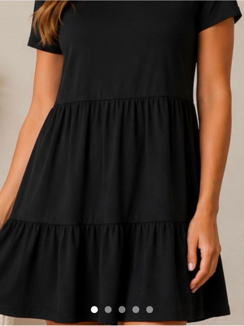 Nicole Miller Black Tiered Short-Sleeve Mini Dress